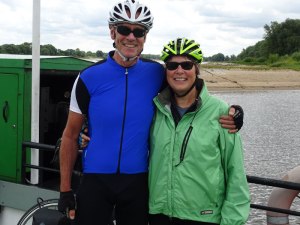 On a ferry.  This area has very cool ferries, powered solely by the river current.